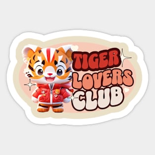 Cute Tiger personified with red jacket Kids Sticker